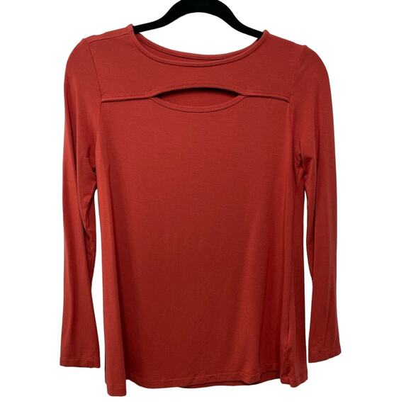 Soft Surroundings Tops - Soft Surroundings Long Sleeve T-Shirt Cut-Away Jersey Knit Rust Red Womens XS